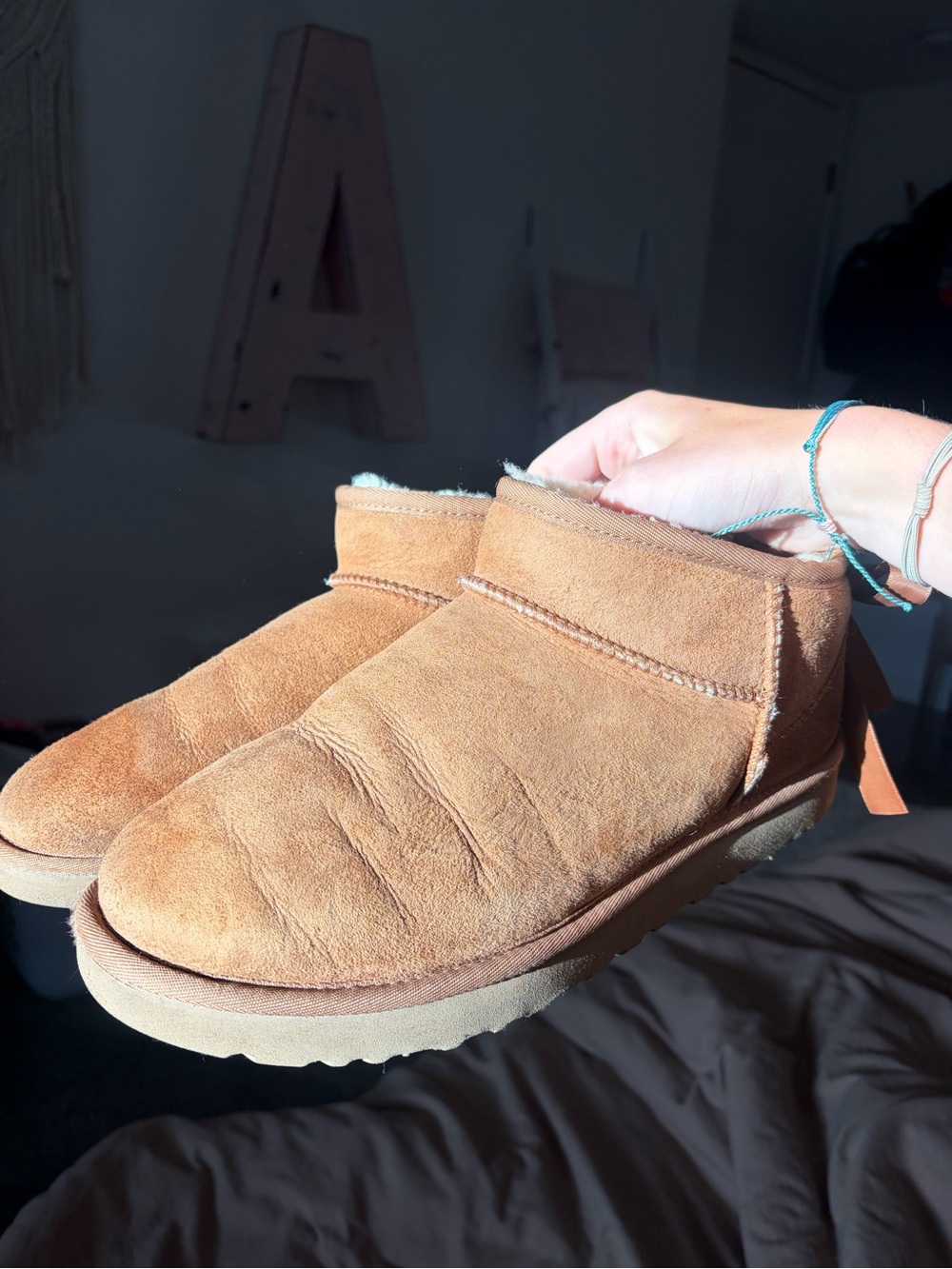 UGG Women's Mini Classic Chestnut Suede Ankle Bootie - Picture 3 of 5